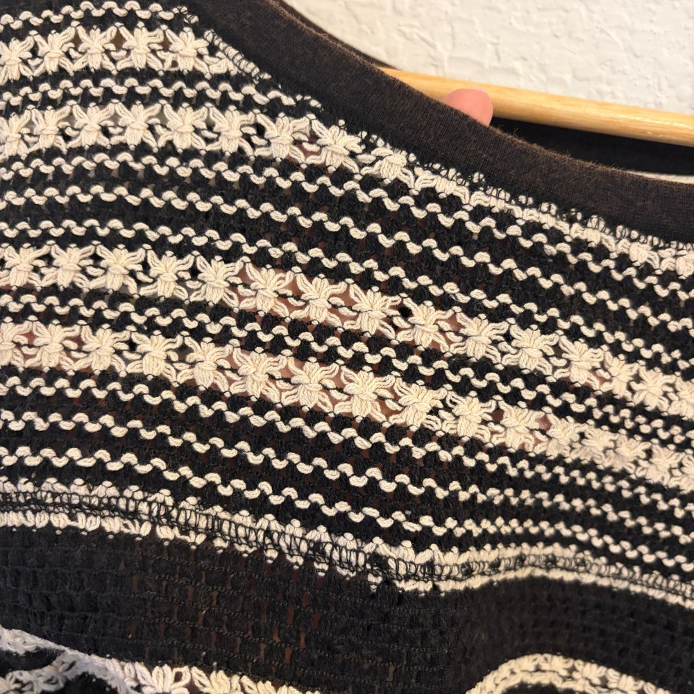 We The Free People Fun In the Sun Tee Crochet Knit Top M Star Boho Oversized NWT - Picture 9 of 11
